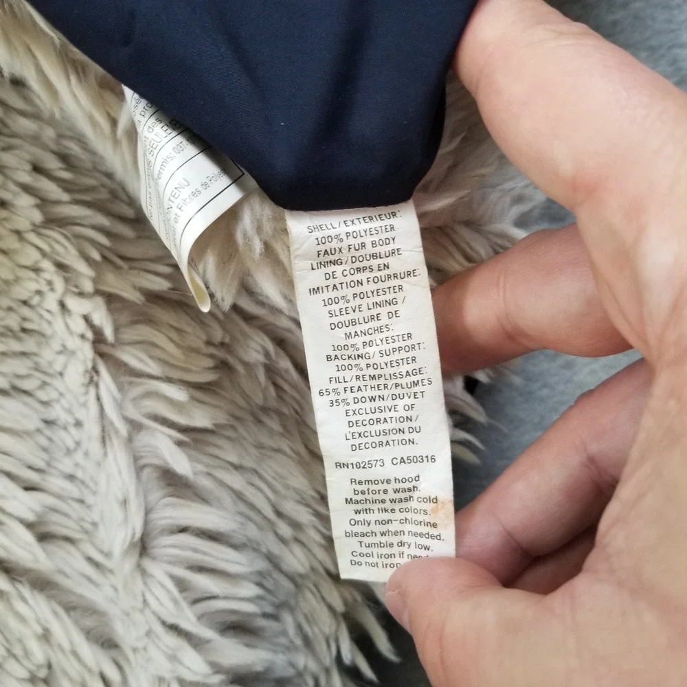 Y2K Hollister Jacket Womens Small Blue Faux Fur Hooded Down Coat Vintage Sherpa‎